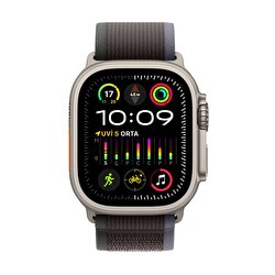 Apple Watch Ultra 2 GPS + Cellular, 49mm Titanyum Kasa ve Mavi/Siyah Trail Loop - S/M MRF53TU/A