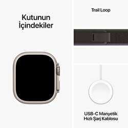 Apple Watch Ultra 2 GPS + Cellular, 49mm Titanyum Kasa ve Mavi/Siyah Trail Loop - S/M MRF53TU/A