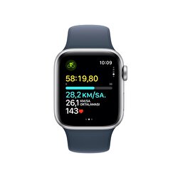 Apple Watch SE GPS + Cellular 40mm Gümüş Rengi Alüminyum Kasa ve Fırtına Mavisi Spor Kordon - S/M  MRGJ3TU/A