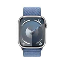 Apple Watch Series 9 GPS + Cellular 41mm Gümüş Rengi Alüminyum Kasa ve Buz Mavisi Spor Loop  MRHX3TU/A