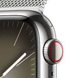 Apple Watch Series 9 GPS + Cellular 41mm Gümüş Rengi Paslanmaz Çelik Kasa ve Gümüş Rengi Milano Loop  MRJ43TU/A