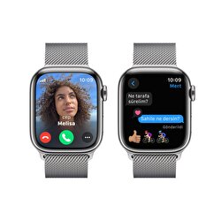 Apple Watch Series 9 GPS + Cellular 41mm Gümüş Rengi Paslanmaz Çelik Kasa ve Gümüş Rengi Milano Loop  MRJ43TU/A