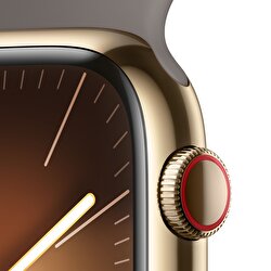 Apple Watch Series 9 GPS + Cellular 45mm Altın Rengi Paslanmaz Çelik Kasa ve Kil Rengi Spor Kordon - M/L - MRMT3TU/A MRMT3TU/A