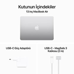 MacBook Air 13 inç M3 Çip 8CPU 8GPU 8GB Bellek 256GB SSD Gümüş  MRXQ3TU/A