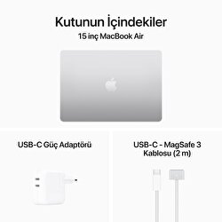 Teşhir - MacBook Air 15 inç M3 Çip 8CPU 10GPU 8GB Bellek 256GB SSD Gümüş MRYP3TU/A