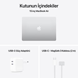 Apple MacBook Air 15' M4 Çip 10 Çekirdekli CPU 10 Çekirdekli GPU 16GB Bellek 512GB SSD Gümüş MW1H3TU/A