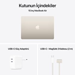 Apple MacBook Air 15' M4 Çip 10 Çekirdekli CPU 10 Çekirdekli GPU 16GB Bellek 512GB SSD Yıldız Işığı MW1K3TU/A