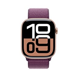 Apple Watch Series 10 GPS 42mm Roze Altın Rengi Alüminyum Kasa Kırmızı Erik Spor Loop MWWK3TU/A