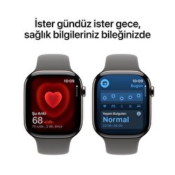 Apple Watch Series 10 GPS + Cellular 42mm Natürel Titanyum Kasa Taş Grisi Spor Kordon - S/M MWXD3TU/A