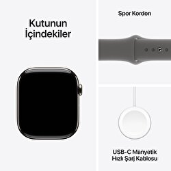 Apple Watch Series 10 GPS + Cellular 42mm Natürel Titanyum Kasa Taş Grisi Spor Kordon - S/M MWXD3TU/A