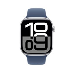 Apple Watch Series 10 GPS + Cellular 46mm Gümüş Rengi Alüminyum Kasa Kot Rengi Spor Kordon - S/M MWY03TU/A
