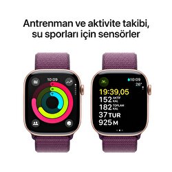 Apple Watch Series 10 GPS + Cellular 46mm Roze Altın Rengi Alüminyum Kasa Kırmızı Erik Spor Loop MWY83TU/A