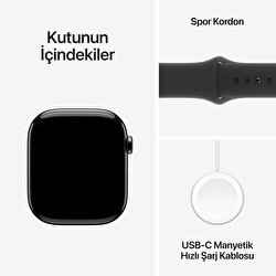 Apple Watch Series 10 GPS + Cellular 46mm Arduvaz Titanyum Kasa Siyah Spor Kordon - M/L MWYE3TU/A