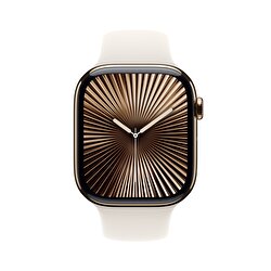 Apple Watch Series 10 GPS + Cellular 46mm Altın Rengi Titanyum Kasa Yıldız Işığı Spor Kordon - M/L MWYY3TU/A