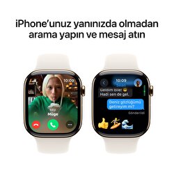 Apple Watch Series 10 GPS + Cellular 46mm Altın Rengi Titanyum Kasa Yıldız Işığı Spor Kordon - M/L MWYY3TU/A