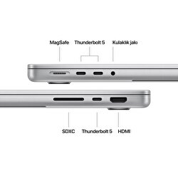 MacBook Pro 14 inç M4 Pro Çip 12CPU 16GPU 24GB Bellek 512GB SSD Gümüş MX2E3TU/A
