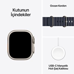 Apple Watch Ultra 2 GPS + Cellular 49mm Natürel Titanyum Kasa Lacivert Ocean Kordon MX4D3TU/A