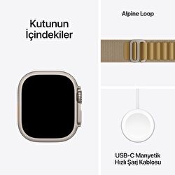 Apple Watch Ultra 2 GPS + Cellular 49mm Natürel Titanyum Kasa Uçuk Kahve Alpine Loop - Küçük Boy MX4E3TU/A
