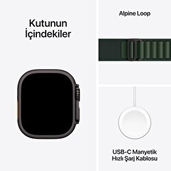 Apple Watch Ultra 2 GPS + Cellular 49mm Siyah Titanyum Kasa Koyu Yeşil Alpine Loop - Orta Boy MX4R3TU/A