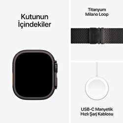 Apple Watch Ultra 2 GPS + Cellular 49mm Siyah Titanyum Kasa Siyah Titanyum Milano Loop - L MX5V3TU/A