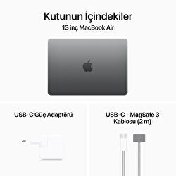 MacBook Air 13 inç M3 Çip 8CPU 10GPU 16GB Bellek 512GB SSD Uzay Grisi MXCR3TU/A