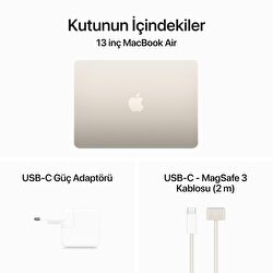 MacBook Air 13 inç M3 Çip 8CPU 10GPU 16GB Bellek 512GB SSD Yıldız Işığı MXCU3TU/A