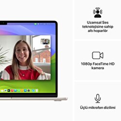 MacBook Air 15 inç M3 Çip 8CPU 10GPU 16GB Bellek 512GB SSD Yıldız Işığı MXD33TU/A