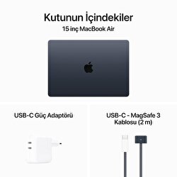 MacBook Air 15 inç M3 Çip 8CPU 10GPU 16GB Bellek 512GB SSD Gece Yarısı  MXD43TU/A