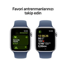 Apple Watch SE GPS 40mm Gümüş Rengi Alüminyum Kasa Kot Rengi Spor Kordon - S/M MXEC3TU/A