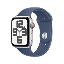 Apple Watch SE GPS + Cellular 40mm Gümüş Rengi Alüminyum Kasa Kot Rengi Spor Kordon - S/M MXGF3TU/A