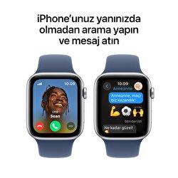 Apple Watch SE GPS + Cellular 40mm Gümüş Rengi Alüminyum Kasa Kot Rengi Spor Kordon - S/M MXGF3TU/A