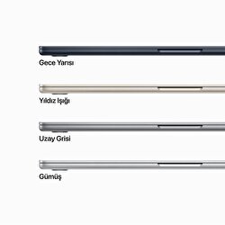 Apple MacBook Air 15' M2 Çip 8 Çekirdekli CPU 10 Çekirdekli GPU 16GB Bellek 1TB SSD Uzay Grisi Z18N000HC