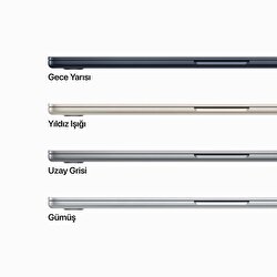 Apple MacBook Air 15' M2' Çip 8 Çekirdekli CPU 10 Çekirdekli GPU 8 GB Bellek 1 TB SSD Uzay Grisi Z18N000VS