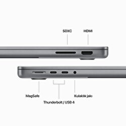 MacBook Pro 14 inç M3 Çip 8CPU 10GPU 24 GB Bellek 1 TB SSD Uzay Grisi  Z1C9000VM