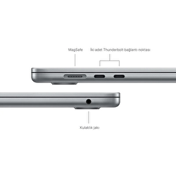 MacBook Air 15 inç M3 Çip 8 Çekirdekli CPU 10 Çekirdekli GPU 24GB Bellek 512GB SSD Uzay Grisi  Z1GD000EJ