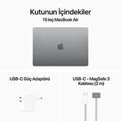 MacBook Air 15 inç M3 Çip 8 Çekirdekli CPU 10 Çekirdekli GPU 24GB Bellek 512GB SSD Uzay Grisi  Z1GD000EJ
