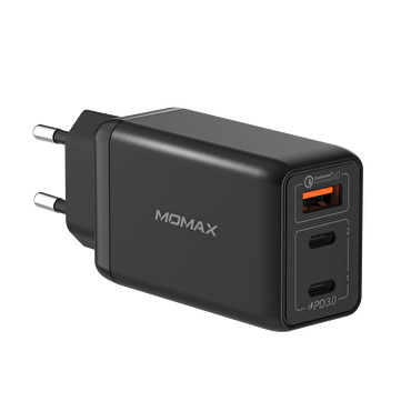 Momax Oneplug 3-Port GaN Charger (65W)- Siyah 4894222065444