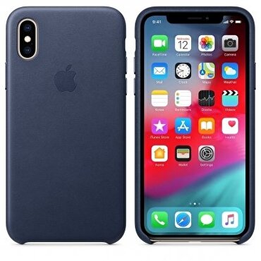 Apple iPhone XS Deri Kılıf  Gece Mavisi