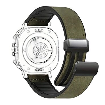 Piili Watch 42-44-45-46-49mm Deri Kordon -Haki Yeşil