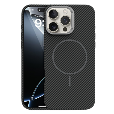 Piili iPhone 16 Pro Max Carbon Magsafe Kılıf Siyah