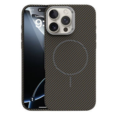 Piili iPhone 16 Pro Max Carbon Magsafe Kılıf Kahve