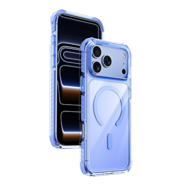 Njoyny Combat 3 Katmanlı iPhone 18 Pro Max MagSafe Kılıf - Buzul Mavi