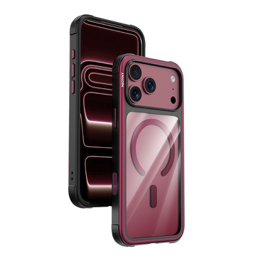 Njoyny Steel Armor iPhone 18 Pro MagSafe Kılıf - Bordo