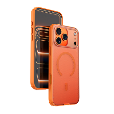  Njoyny Frosted iPhone 18 Pro Max MagSafe Kılıf - Turuncu