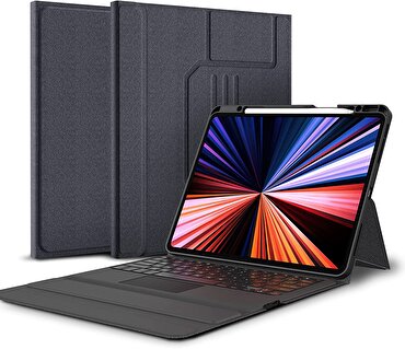 Daphnela iPad Pro 13 2024 Klavyeli Kılıf-Siyah
