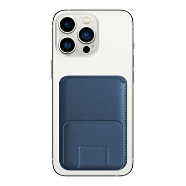 Buff iPhone WalletMag Stand Deri Cüzdan - Mavi