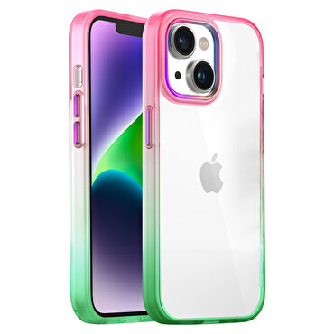 Buff iPhone 14 Plus Air Bumper Rainbow Kılıf-Yeşil