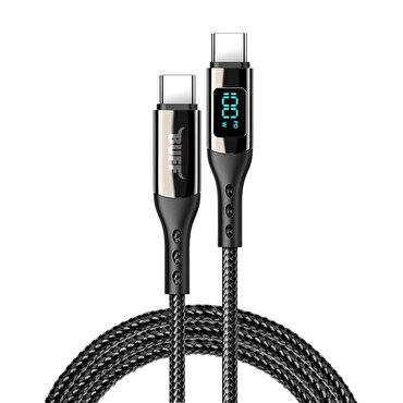 Buff 100W Type-C-Type-C 1.2m Dijital Ekranlı Kablo