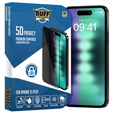 Buff iPhone 15 Plus 5D Privacy Ekran Koruyucu 8683548216915