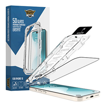 Buff iPhone 16 5D Glass EasyFit Ekran Koruyucu